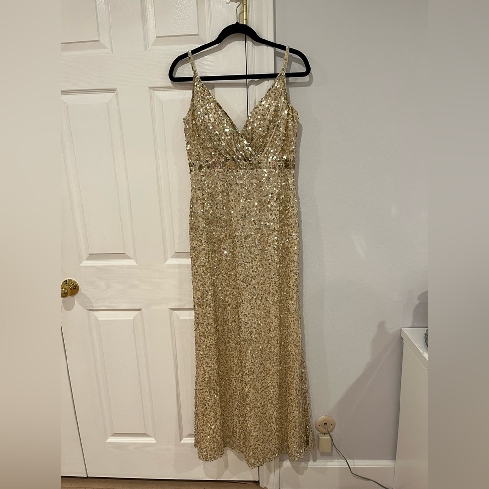 gold sequin dress
